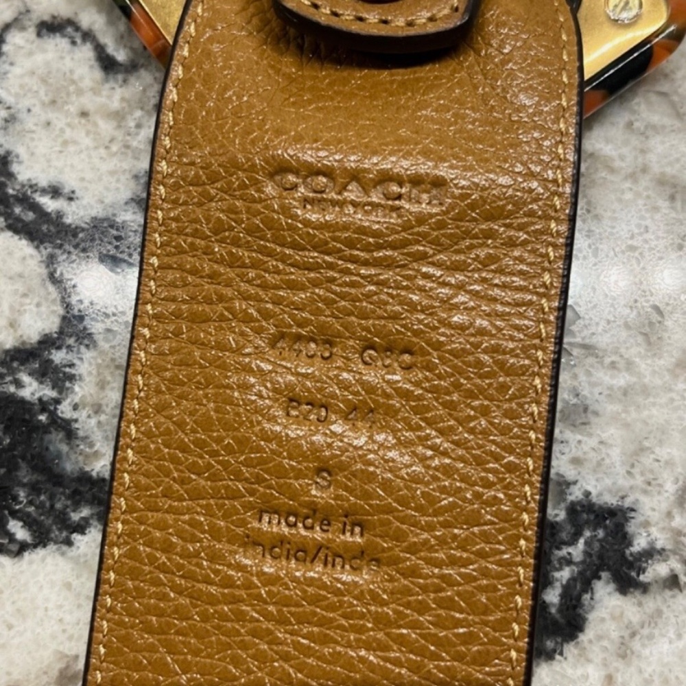Coach Leather Tan Double Diamond Bakelite Small belt slouchy Boho vintage 70’s - Picture 6 of 11